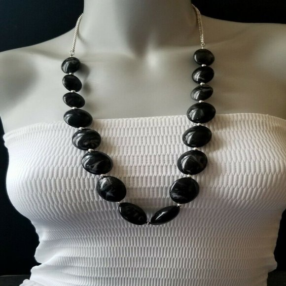 LUCITE MARBLED SAUCER BANGLE BRACELET & NECKLACE - Picture 2 of 8